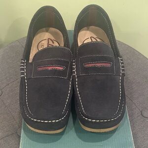 CLARKS- navy suede marine loafer for men.